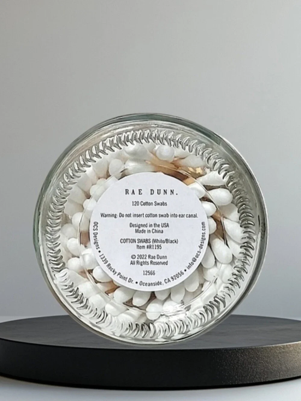 Rae Dunn White Cotton Swabs Jar